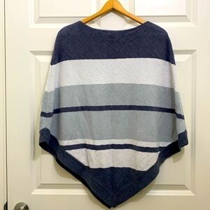 Barefoot Dreams Navy and Gray Striped Poncho
